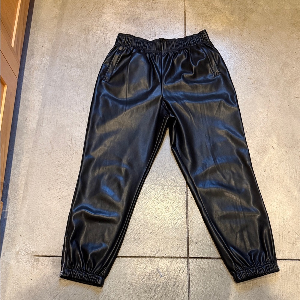 Avec Les Filles Vegan Leather Jogger Pants